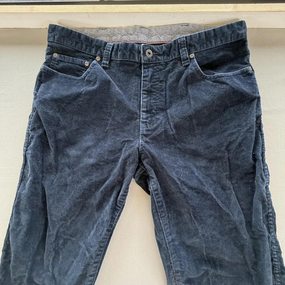 L.L. Bean Pants Mens 36x34 Blue Corduroy 5 Pocket Standard Fit Stretch (34 x33)